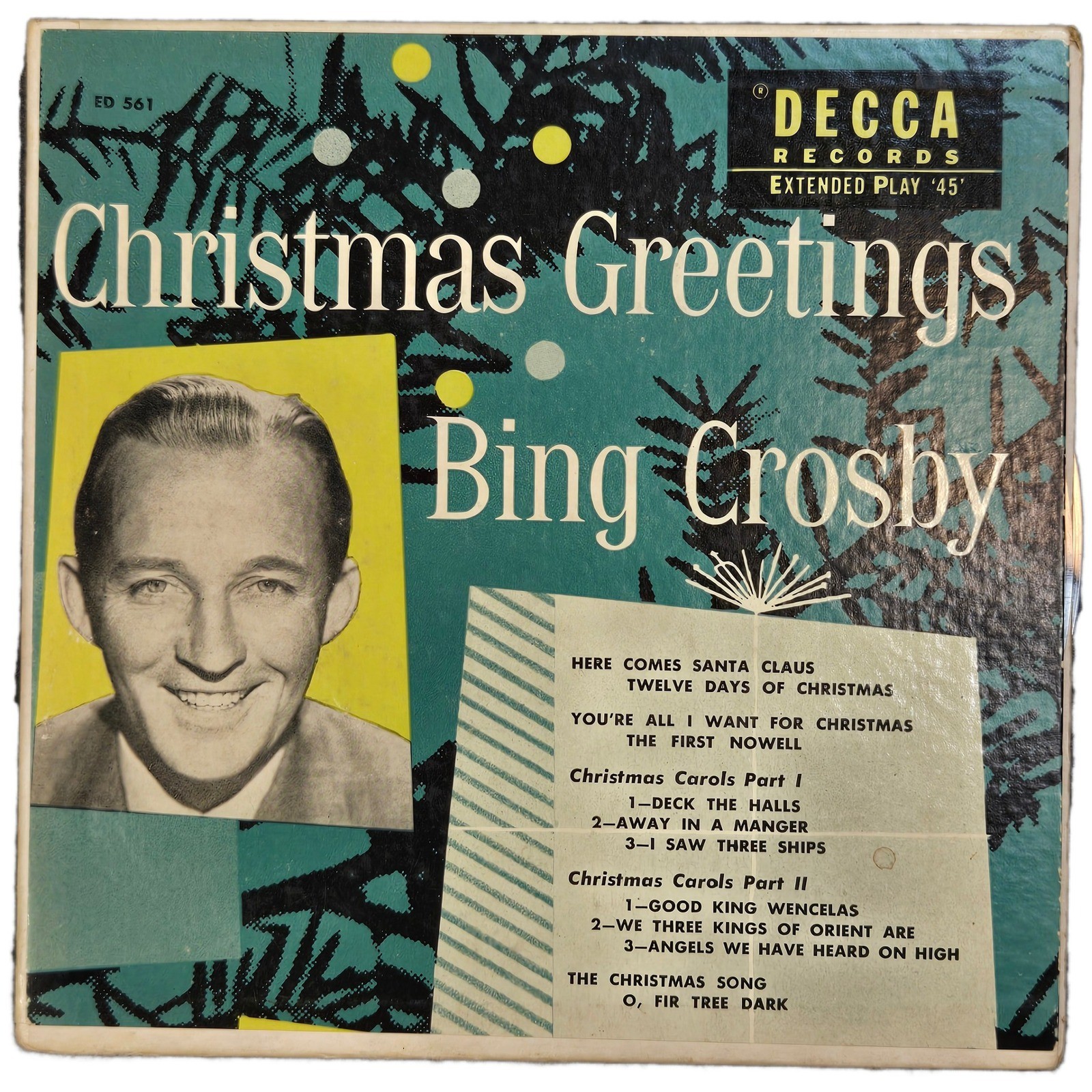 Bing Crosby Christmas Greetings Decca ED 561 Extended Play 45 RPM 7in Vinyl Set