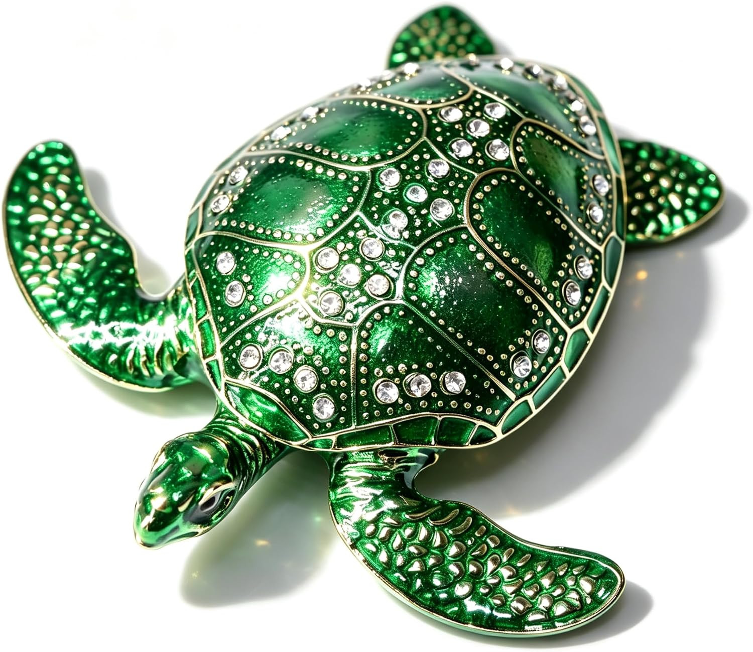 Sea Turtle Crystal Jewelry Trinket Box, Hand-Painted Ring Holder