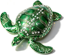 Sea Turtle Crystal Jewelry Trinket Box, Hand-Painted Ring Holder picture