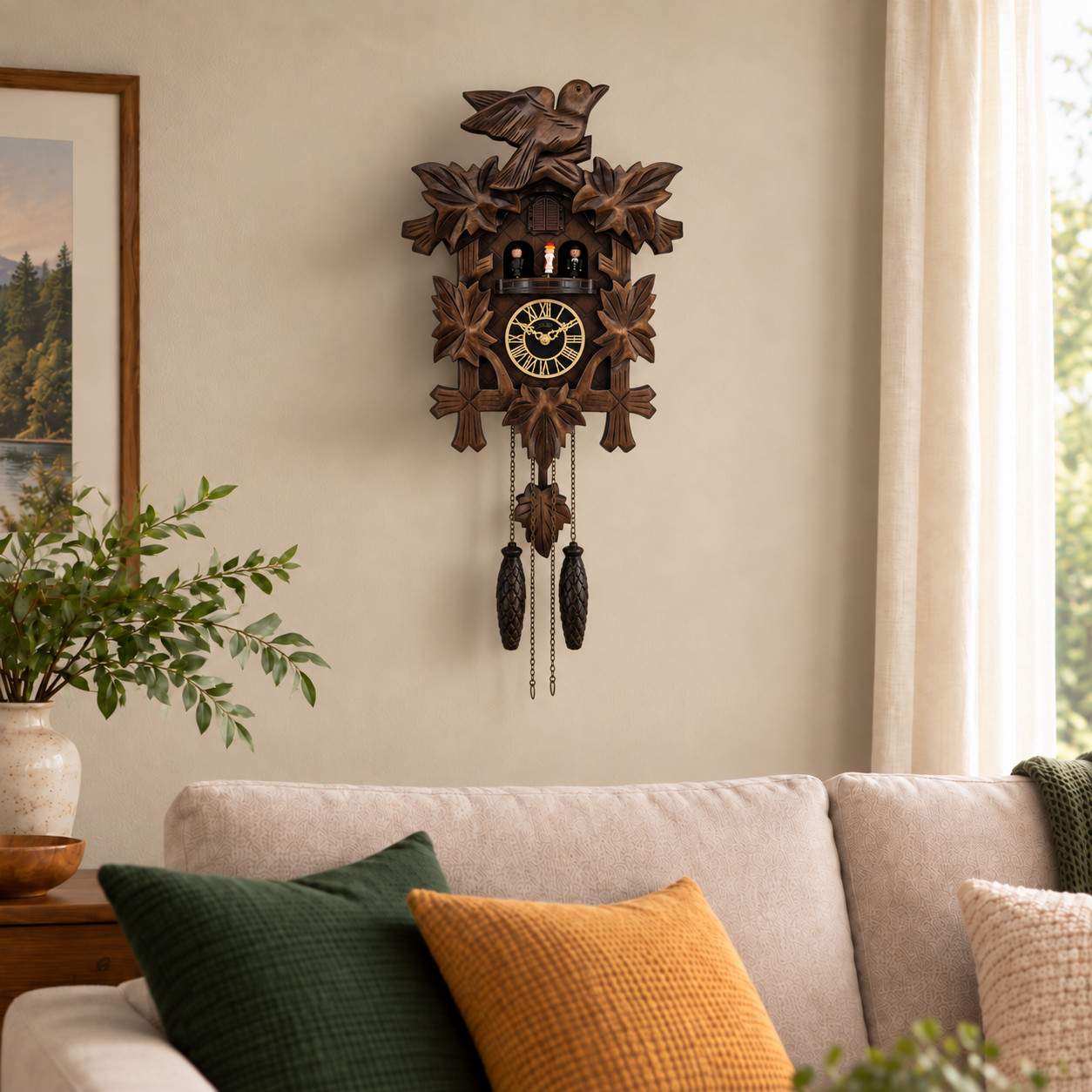 Handcrafted Black Forest Cuckoo Clock Dance Figures Quartz German Design Musical