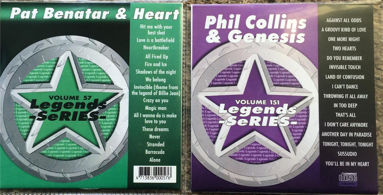 2 CDG KARAOKE LEGENDS DISCS 1980S PHIL COLLINS,PAT BENATAR,HEART,GENESIS CD+G 