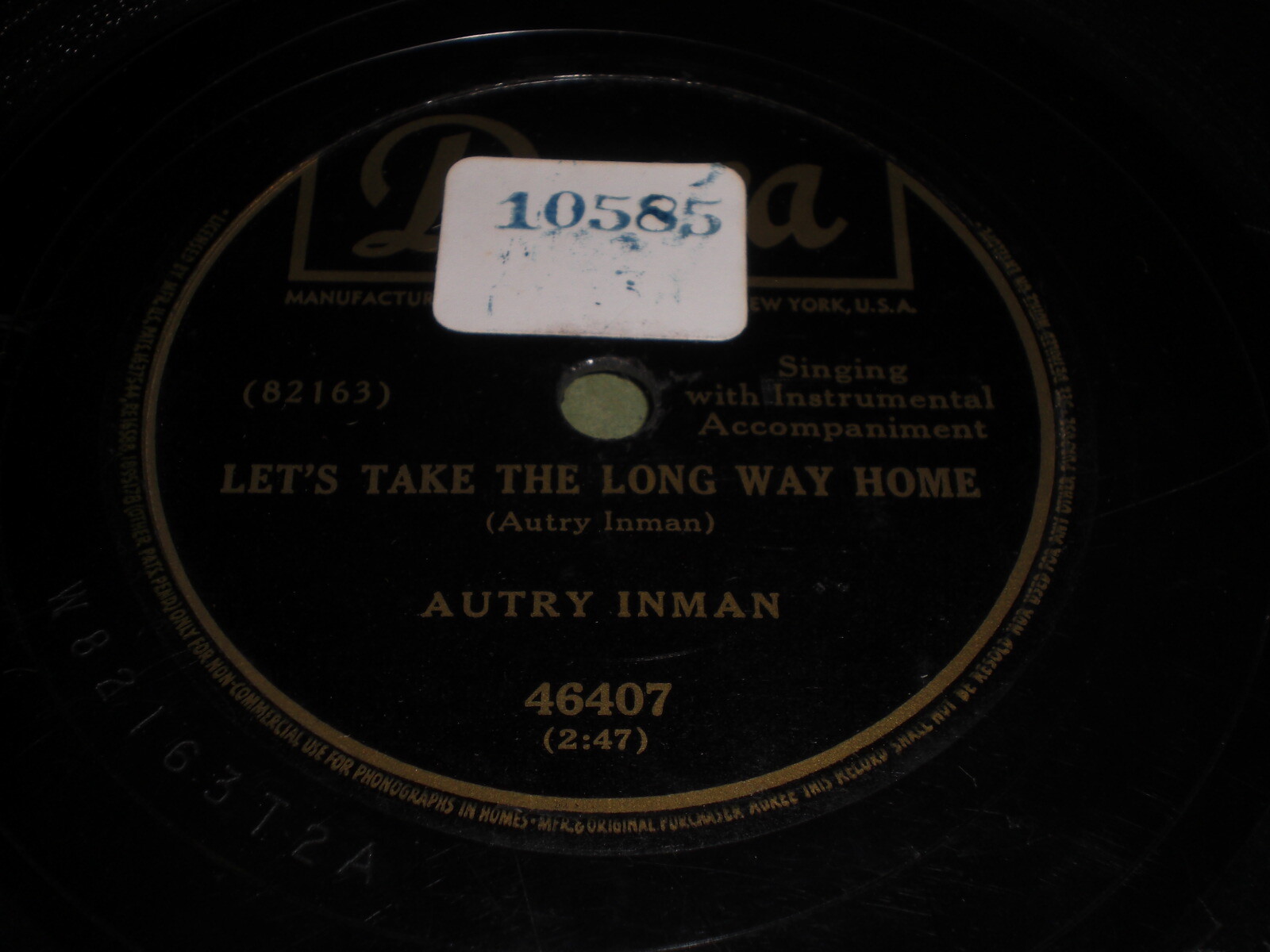 Autry Inman - Let\'s Take The Long Way Home / I Hope Tomorrow Never Comes 78
