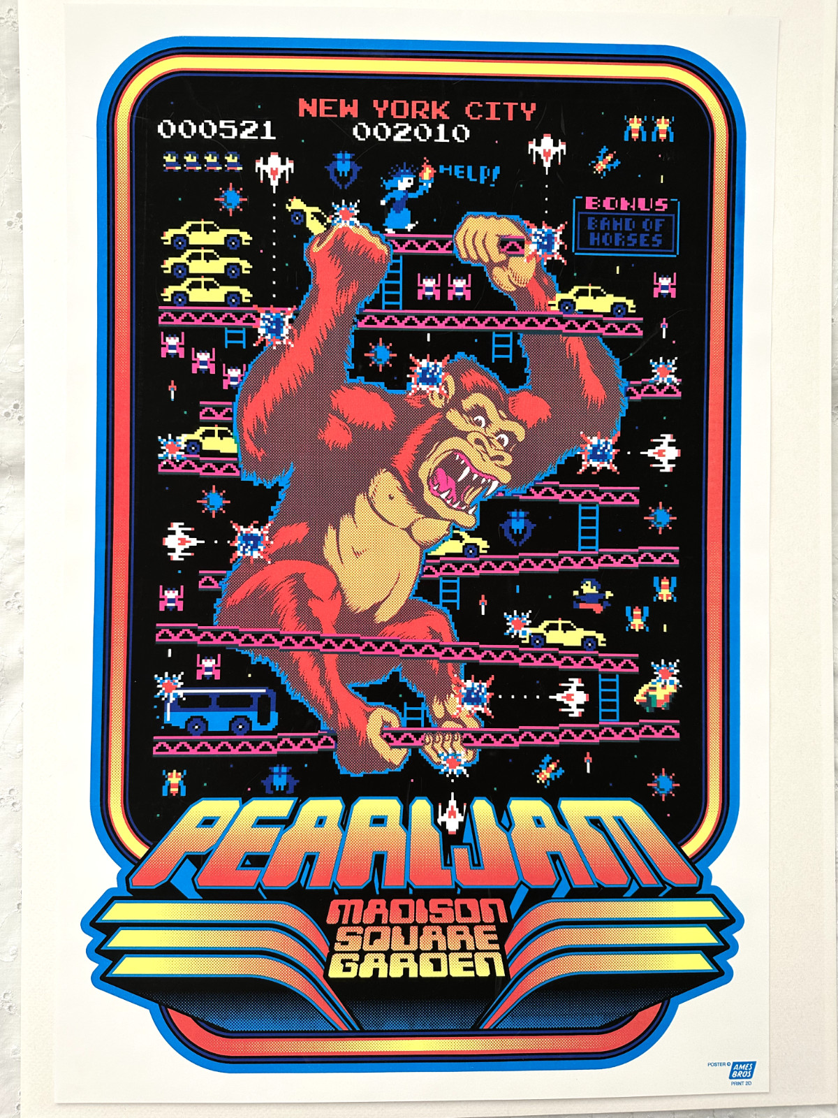 Pearl Jam MSG Donkey Kong Ames poster May 21, 2010 show - RARE MINT