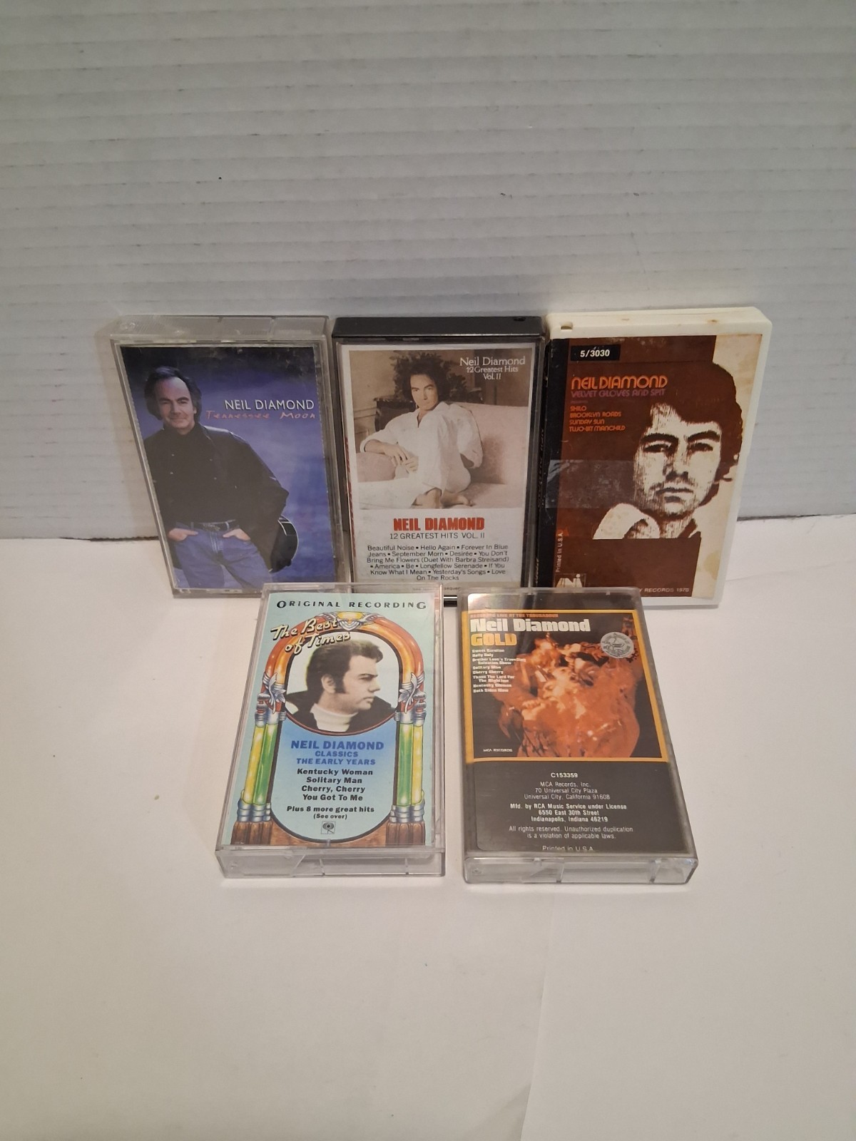 Vintage 70s Neil Diamond Cassette Lot of 5, Greatest Hits, Early Years, Gold