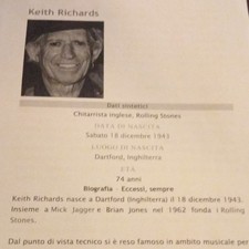 Keith Richards Rolling Stones Biography Cardboard Autograph picture