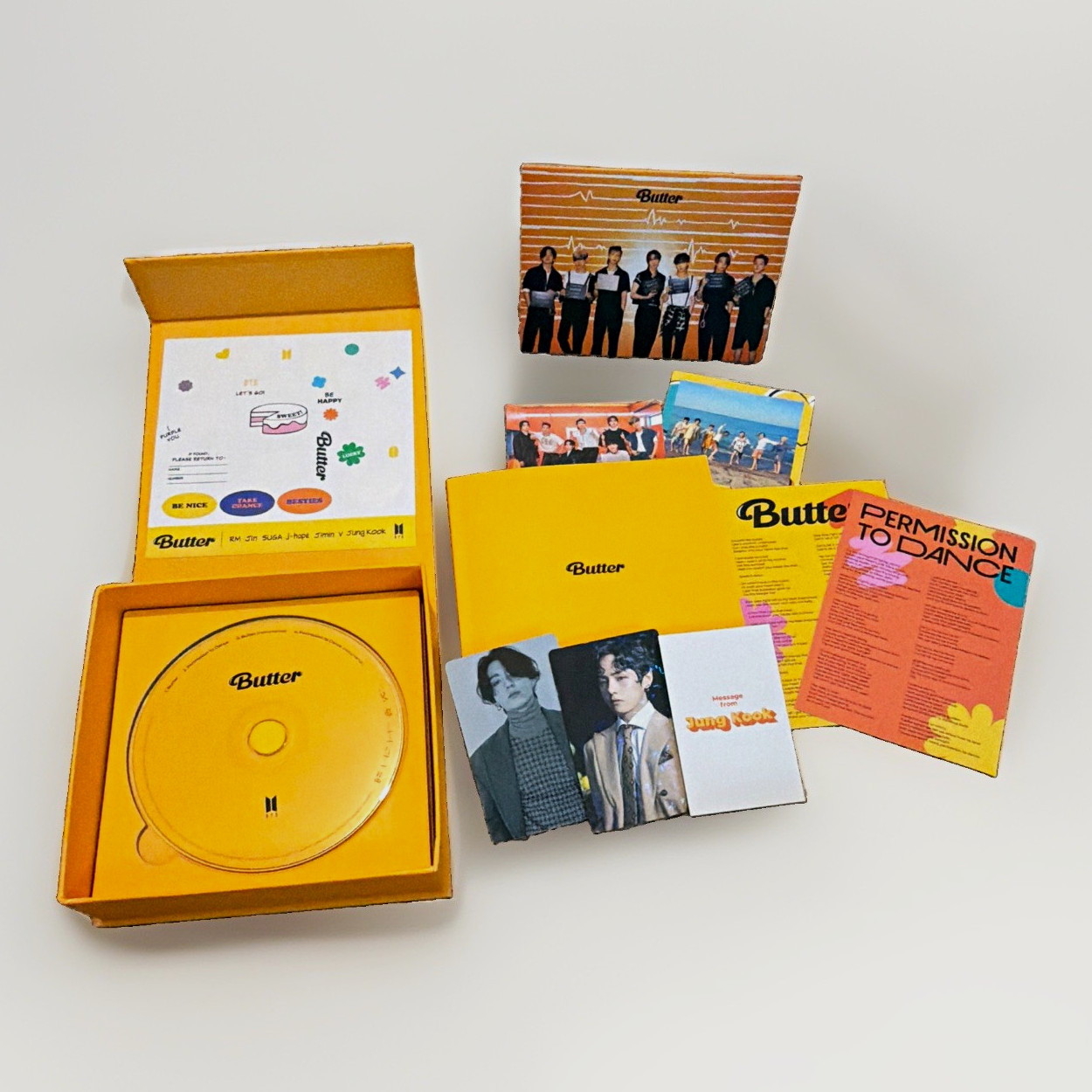 BTS Butter CD Single 2021 Yellow Cardboard Sleeve w/ Photocard & Inserts
