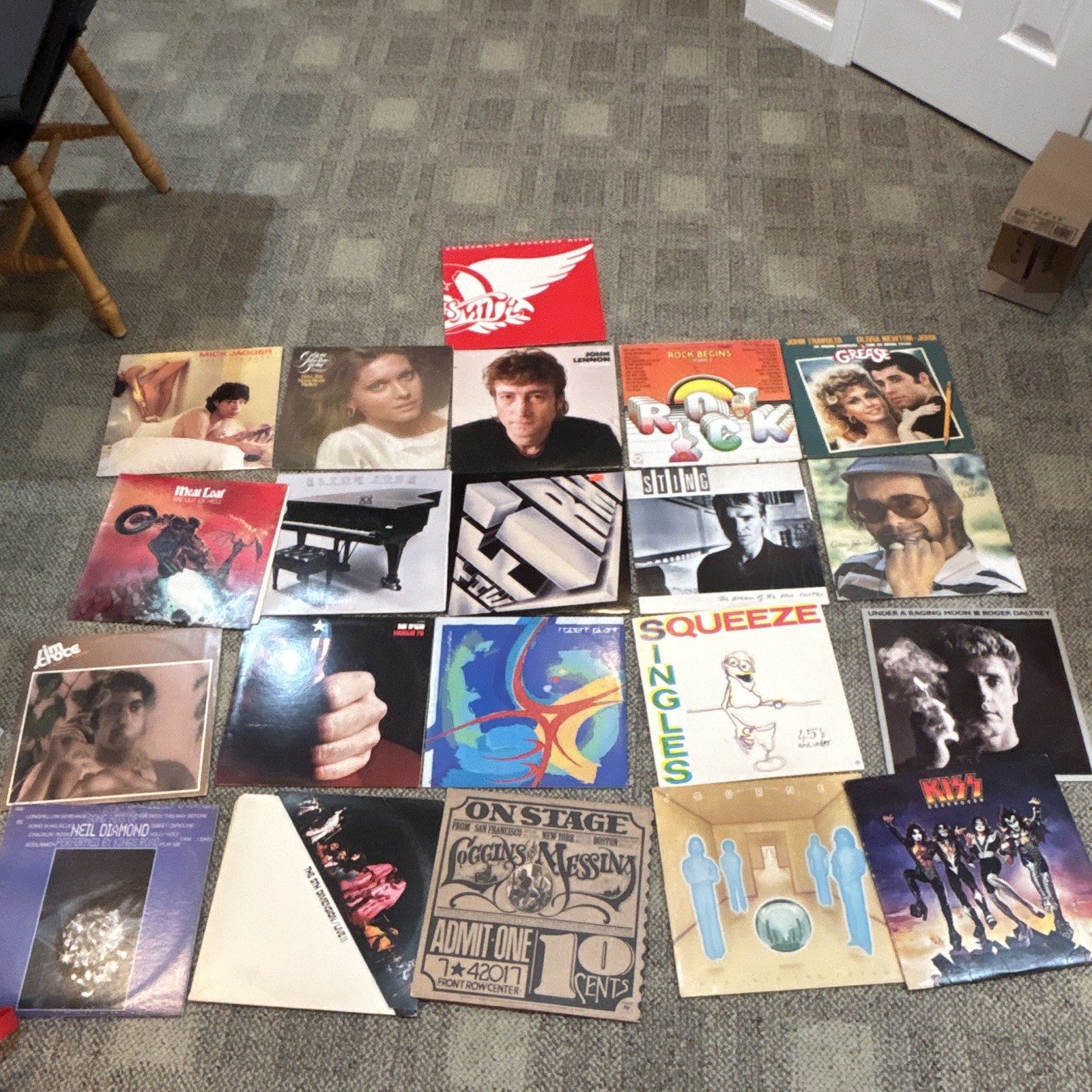 22 Vintage Records Lot – Rock & Pop – Aerosmith, Hendrix, KISS, Lennon & More