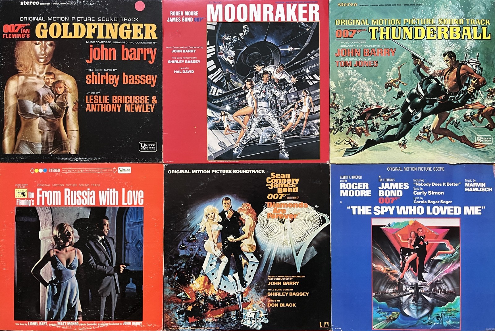 JAMES BOND 007 MOVIE SOUNDTRACK LOT VINYL LP RECORDS OST GOLDFINGER MOONRAKER