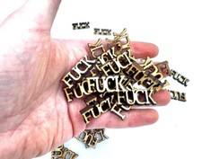 FUCKS TO GIVE - 120Pcs Fucks Wooden Cutouts Letter Piece Jar of Fucks FUNNY picture