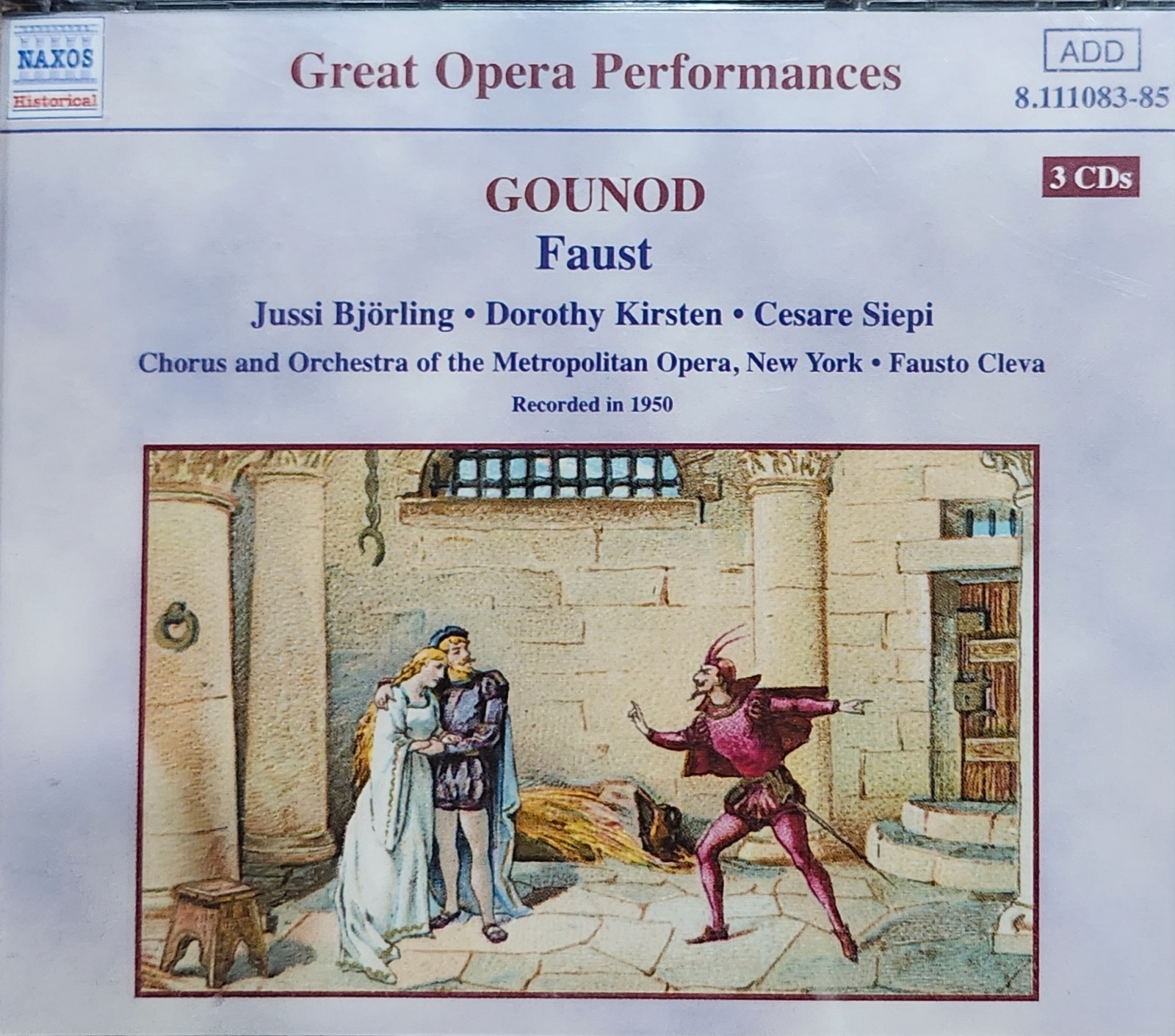 Gounod Faust 3 CD Set Bjorling/Kirsten/Siepi Metropolitan Opera 1950 Cleva