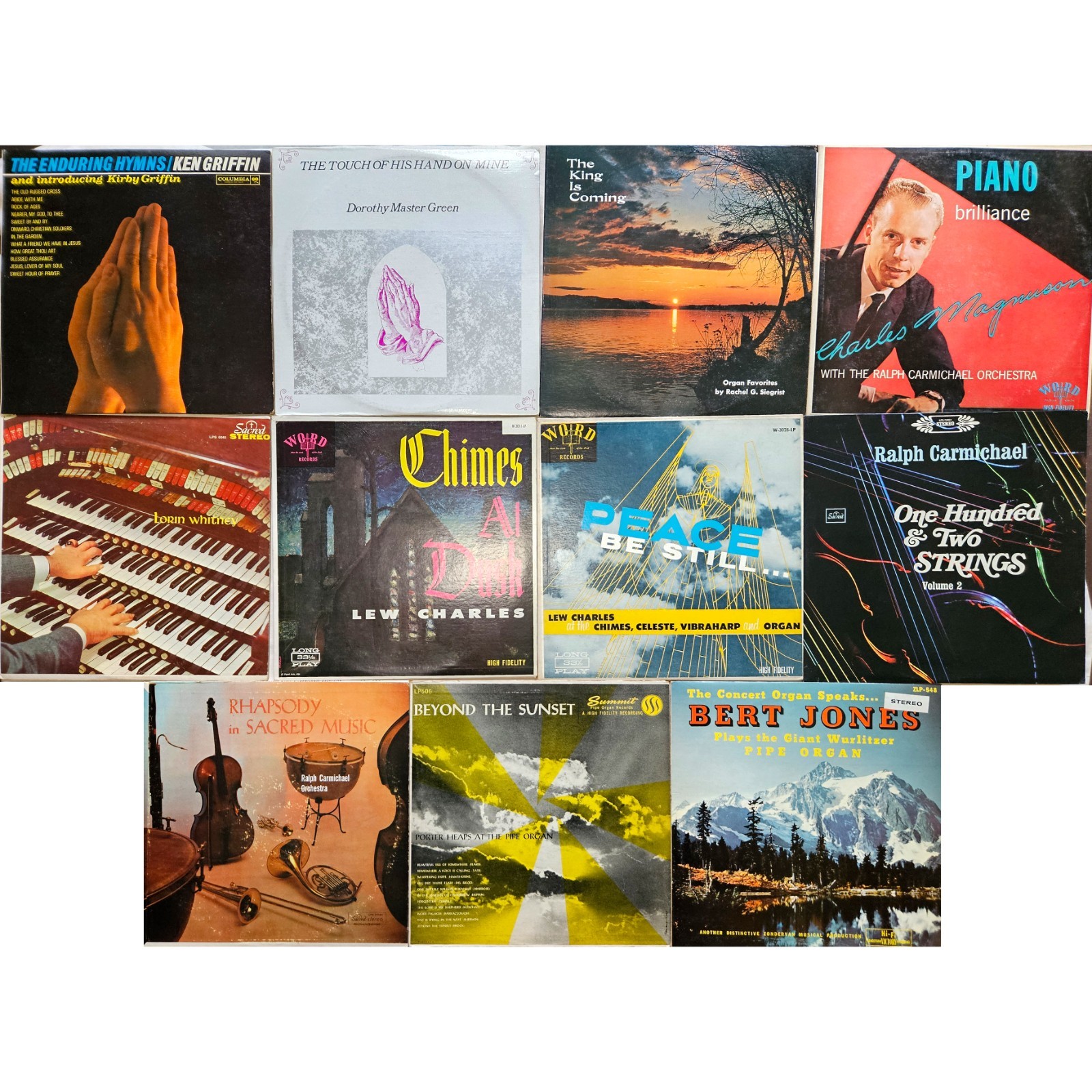 Vintage 11 LP Lot #AIW: Instrumental Christian Sacred Mostly VG or Better Vinyl