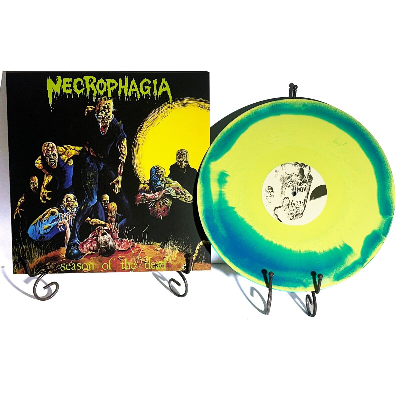 NECROPHAGIA Season Of The Dead LP Yellow Blue Swirl Vinyl Killjoy The Ravenous