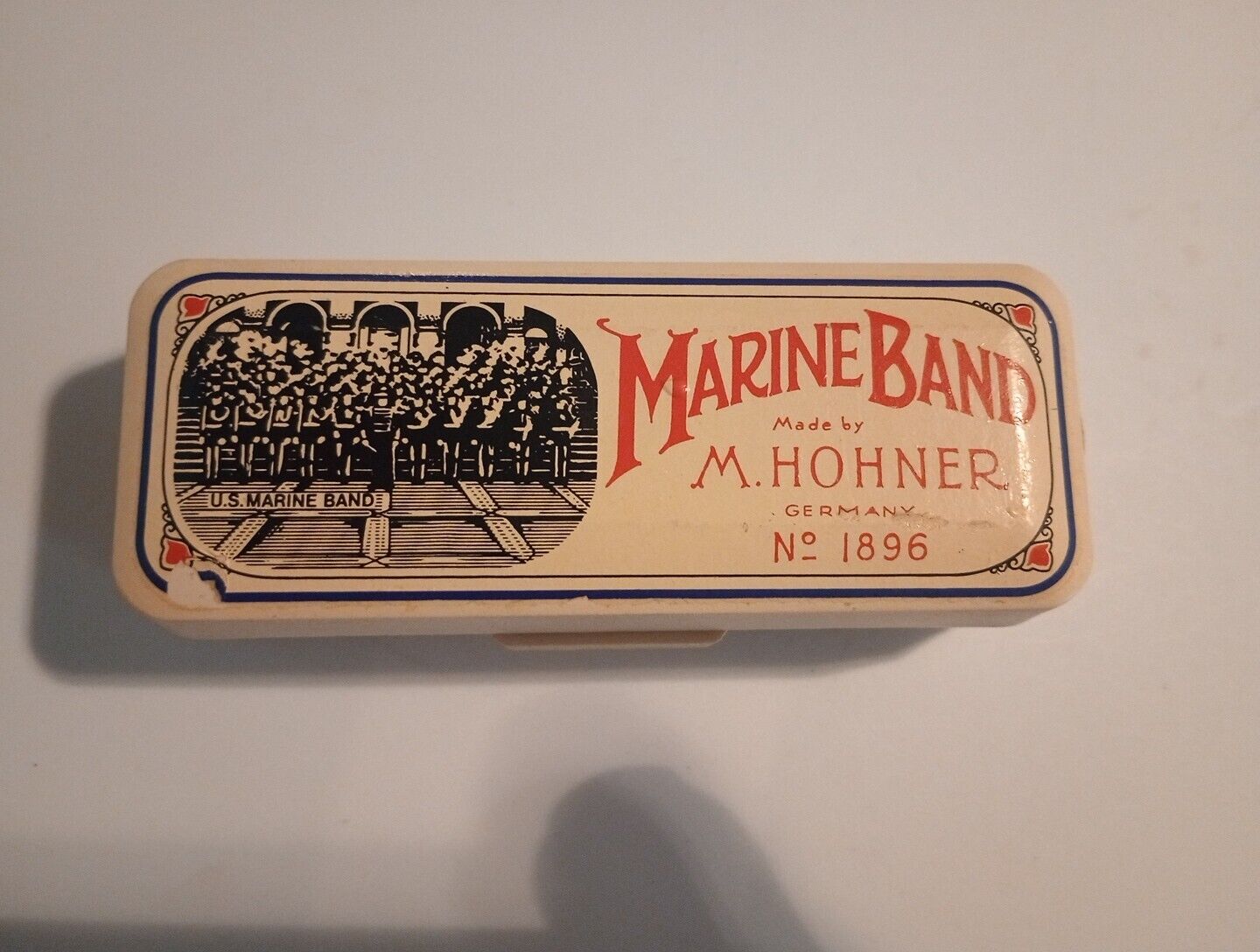 Vintage U.S. Marine Band Engraved G Harmonica Made by M.Hohner Germany 1896