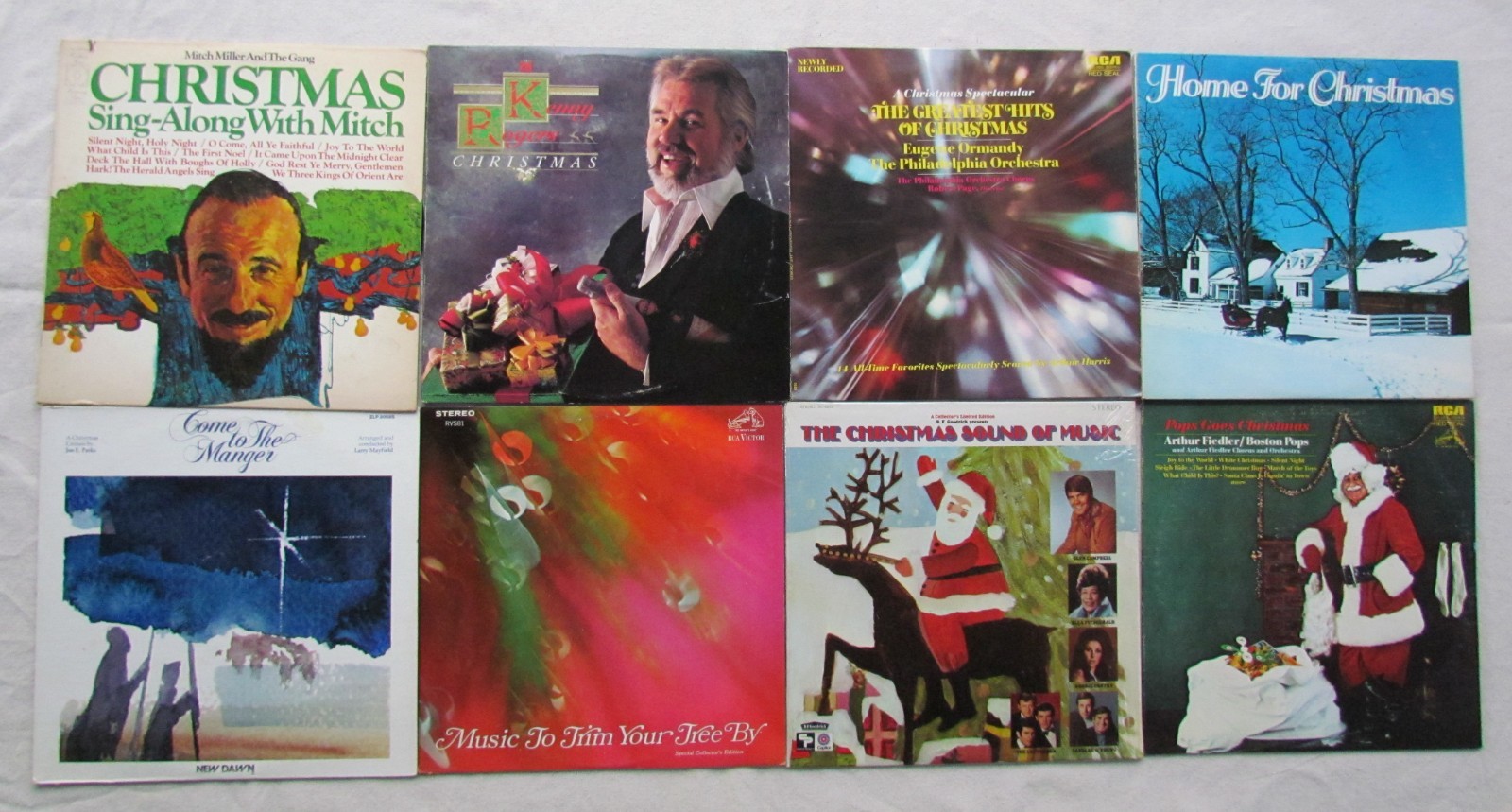Lot of 8 Vintage Vinyl Christmas Albums, 33Rpm, vinyl LP's, Various Artists