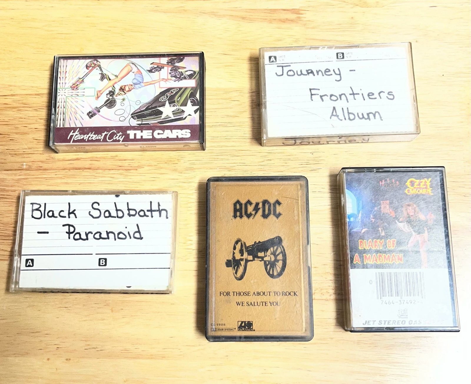Vintage lot of Cassette tapes AC/DC, Black Sabbath, The Cars,  ozzy osbourne