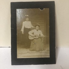 1890ish Antique Photo Of Woman Playing Guitar picture