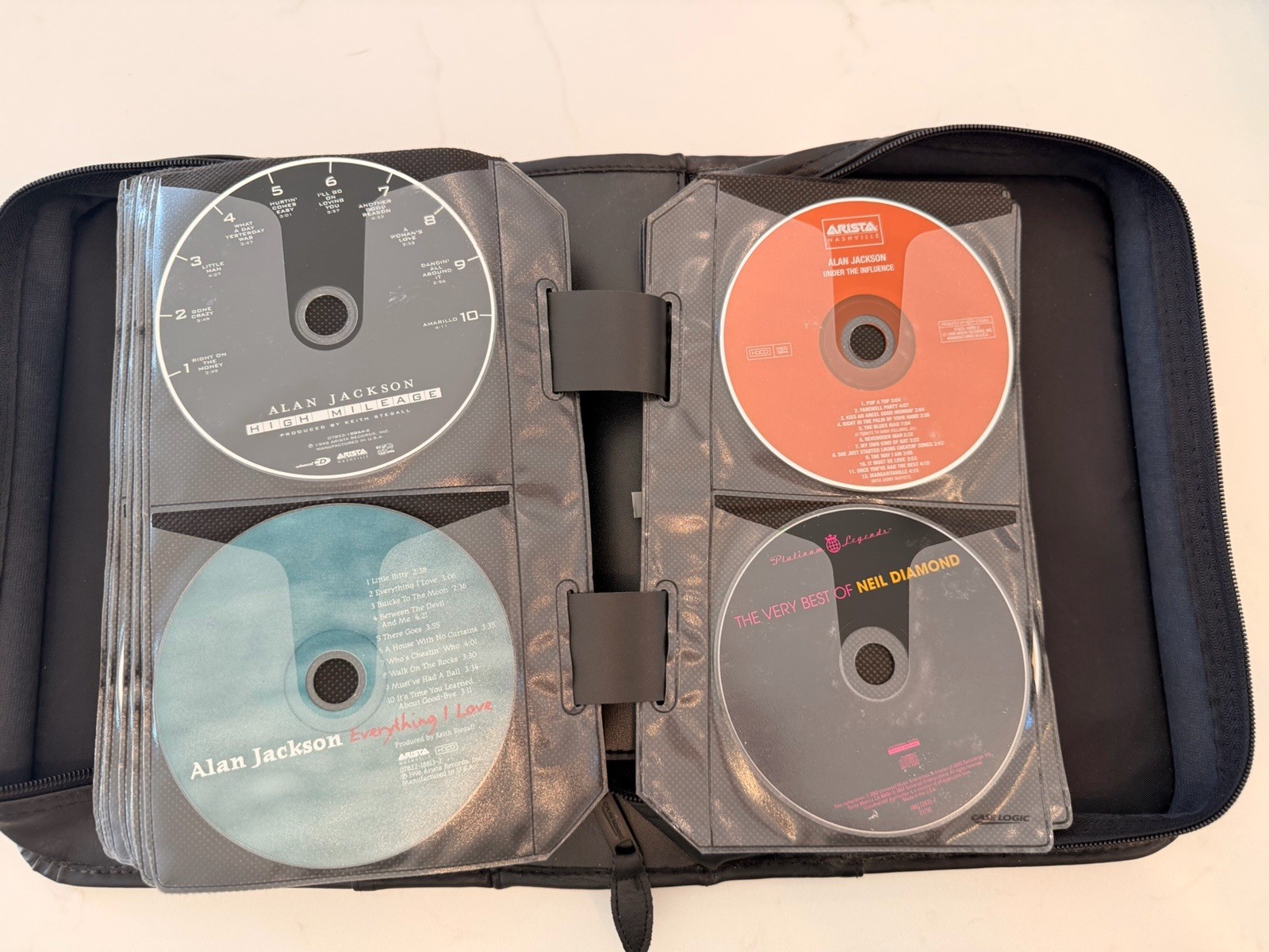 Lot of 90 CDs 90s Country, Christmas, Etc Case Logic Faux Leather Zipper Binder