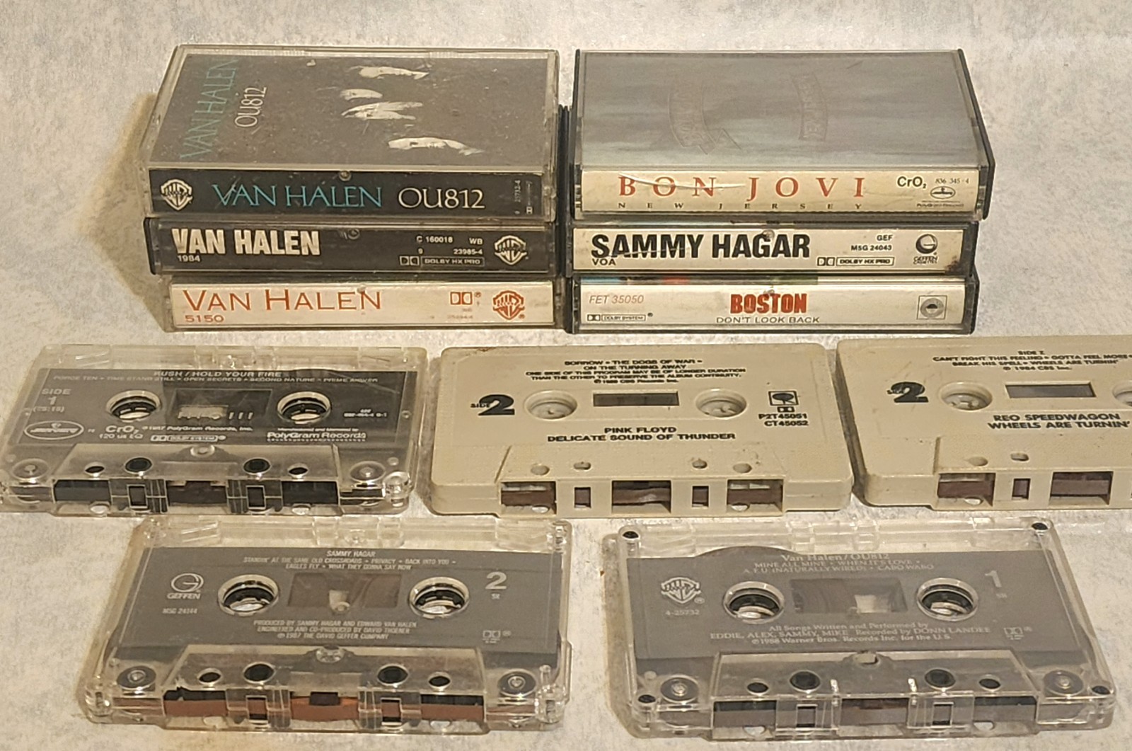 Vintage 80s Rock Cassette Tape Lot (11 Tapes) - Van Halen, Bon Jovi, Pink Floyd,