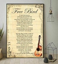 Lynyrd Skynyrd Free Bird Lyrics Guitar Poster  Tin Metal Signs Home Décor 8x12 picture