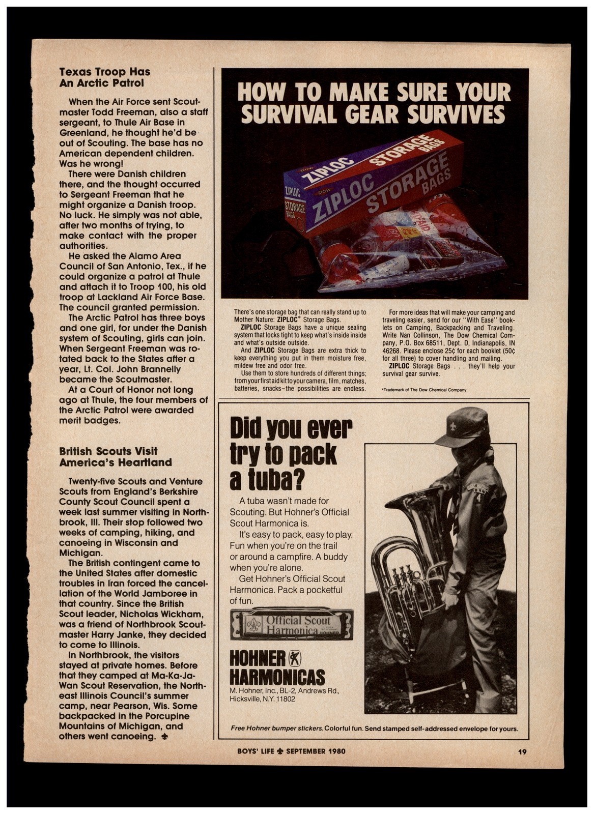 Hohner Official Scout Harmonica Tuba Vintage Authentic Print Ad