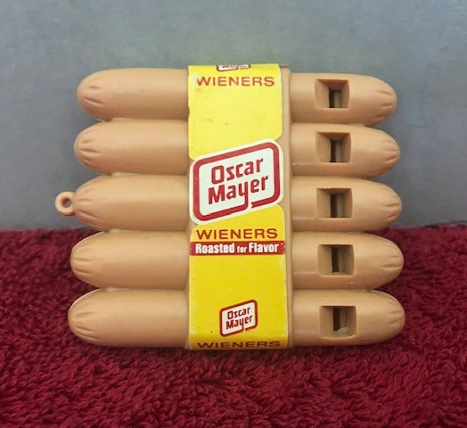 Rare Vintage 1988 Oscar Mayer Wiener 5-Pack Hot Dog Harmonica Whistle