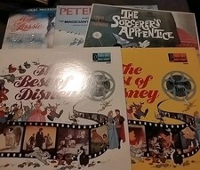Vintage Kid's Vinyl Record Lot of 5 - Disney,  Lassie Sorcerer's Apprentice... picture