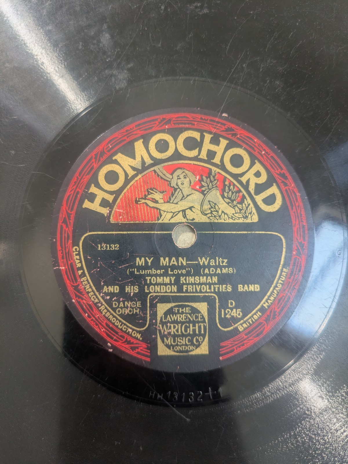 TOMMY KINSMAN (FIRST EVER RECORD ) My Man / Rolling The Log - Homochord 78rpm