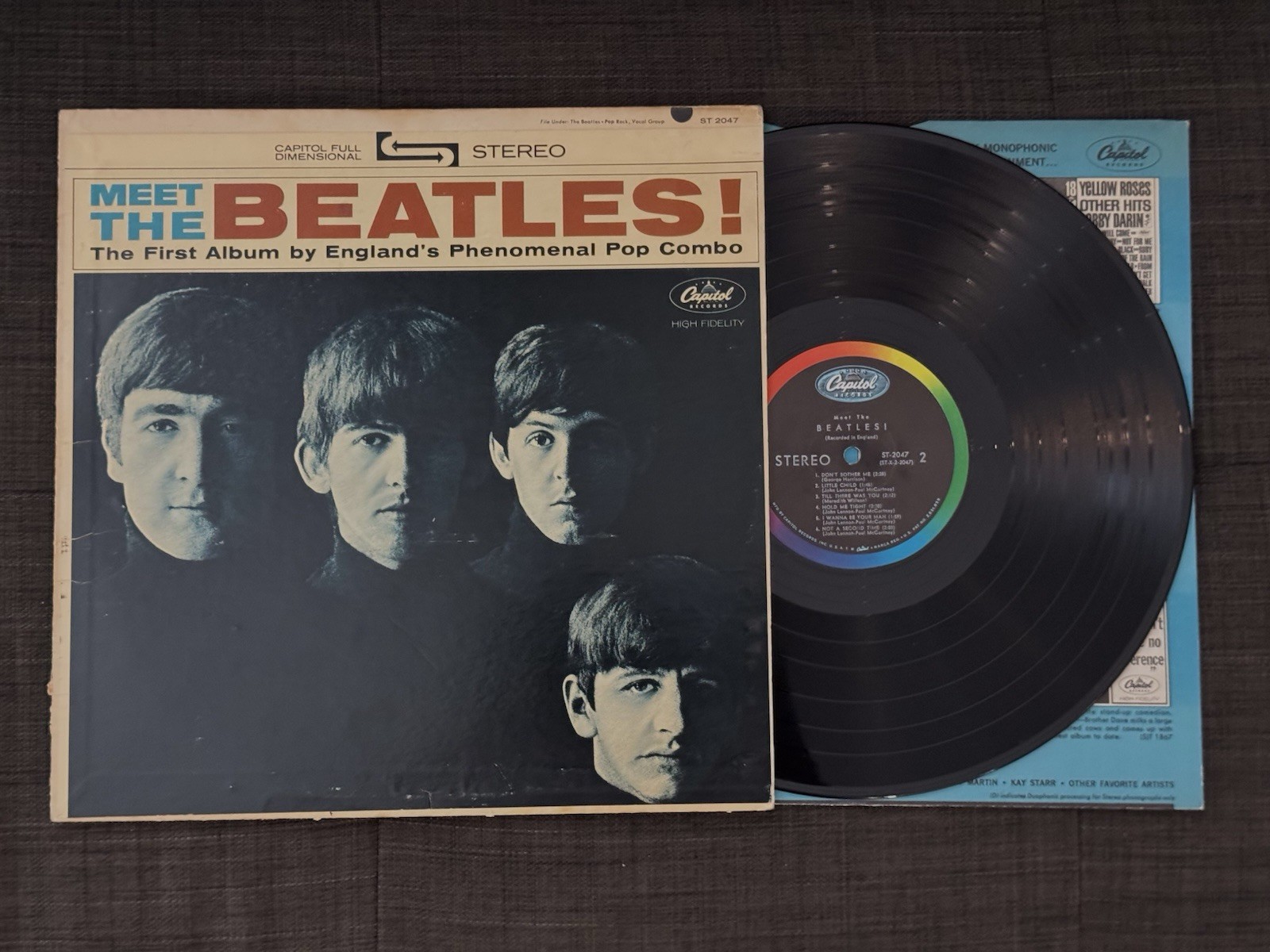 Meet The Beatles 1964 Vinyl LP Stereo 1st Press NO BMI ASCAP CREDITS ST2047