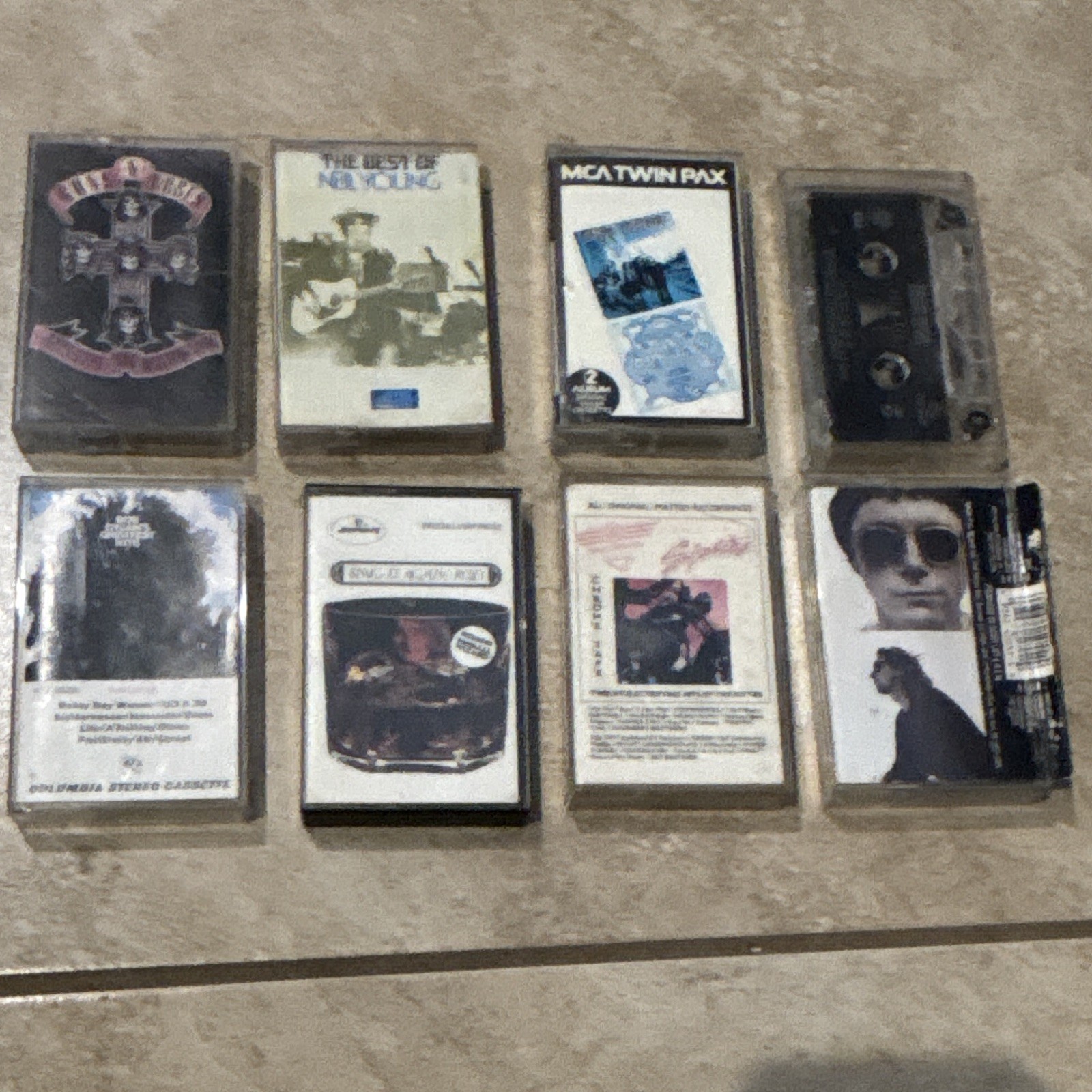 VTG Lot 8 Rock & Roll 80s Cassette Tapes AC/DC Guns N Ro Neil Lynyrd Bob REM Rod