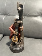 Vintage Carved Wood Figure Guitar Player Old Man picture