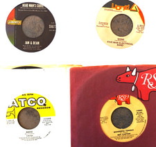 LOT OF 52 VINTAGE 45 RPM RECORDS - LOT #129 -LOOK CLOSELY FOR RARE GEMS picture
