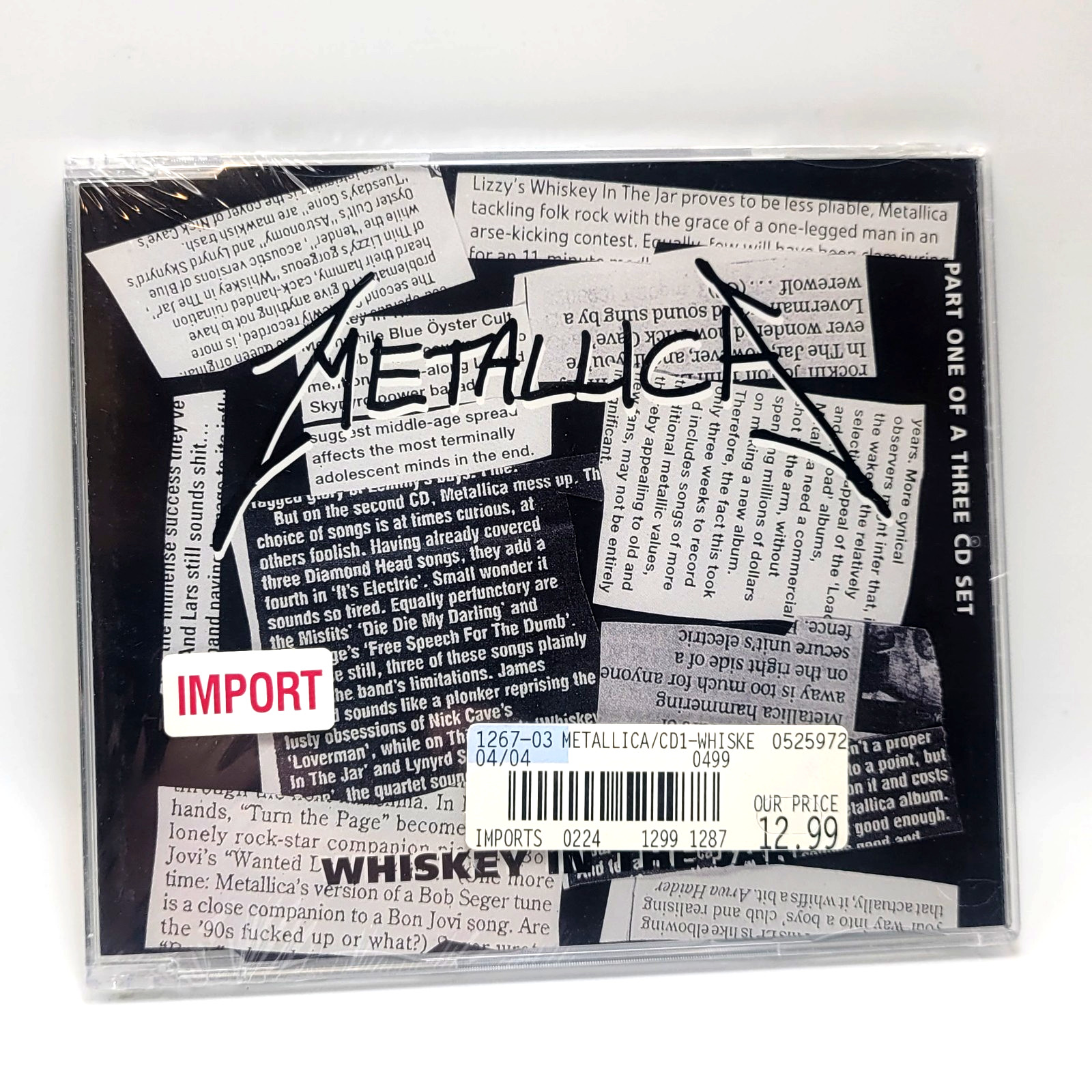 Metallica Whiskey In The Jar CD Single Part 1 Rare UK Import Vertigo -New Sealed