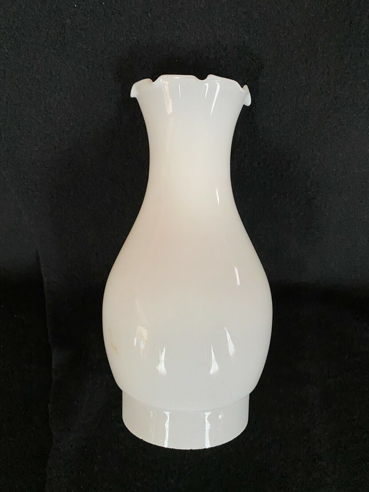 Vintage Milk Glass Oil Lamp Glass Chimney with Ruffled Top