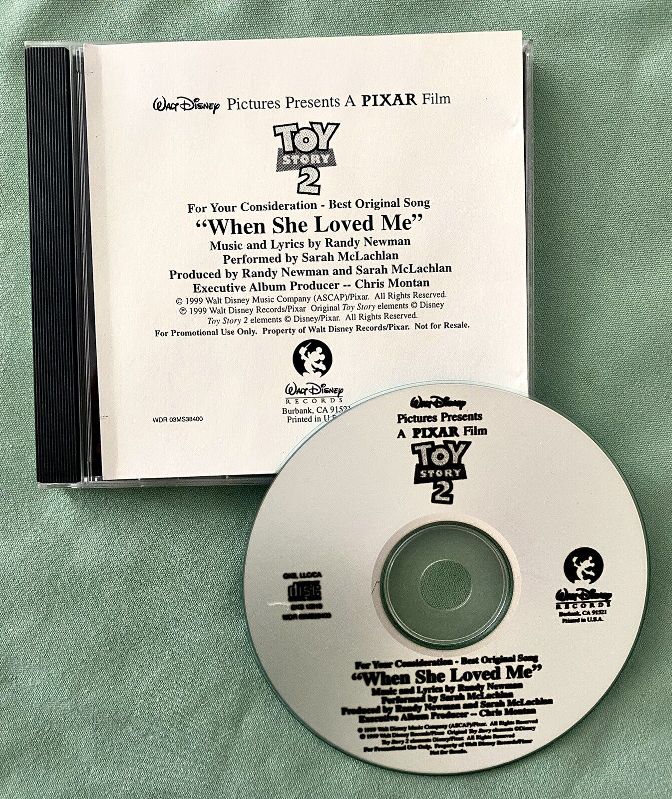 Sarah McLachlan     **PROMO CD**     When She Loved Me - Toy Story 2 - Pixar