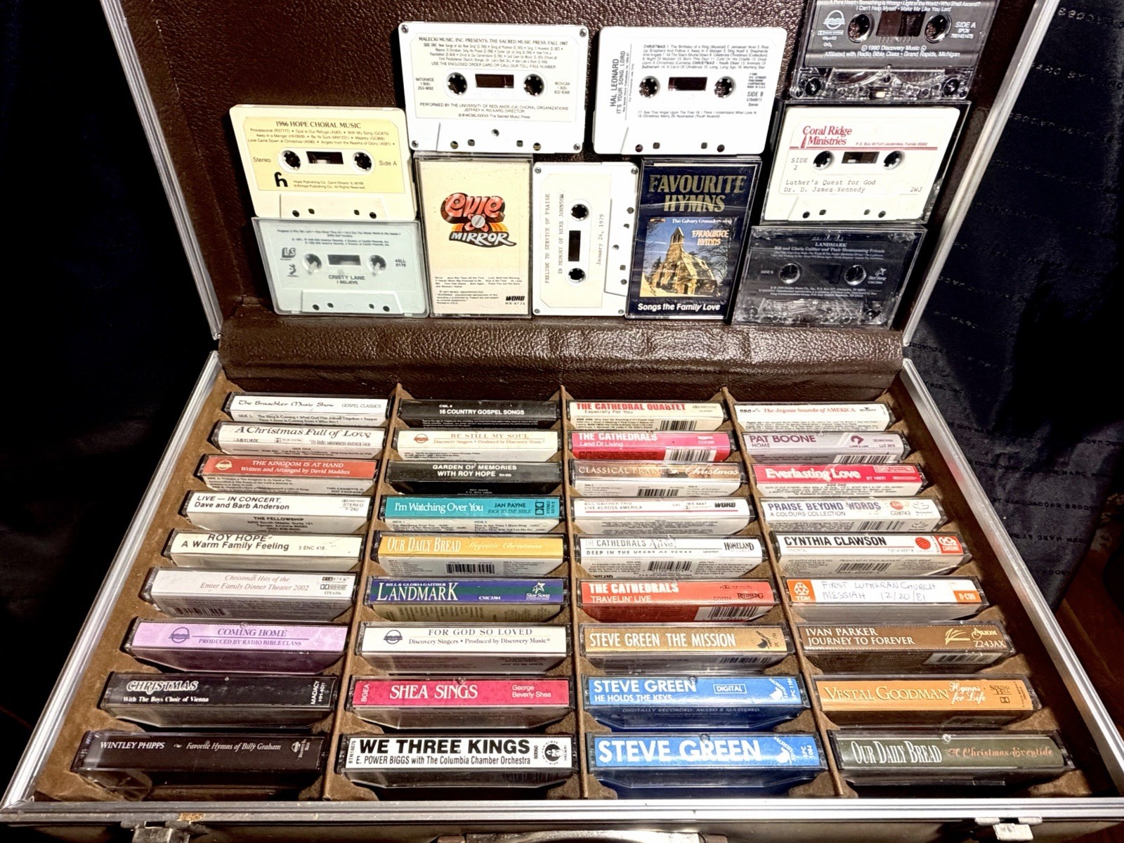 Lot Of 47- VTG Christian/Gospel/Worship/Christmas Cassette Tapes W/Carrying Case