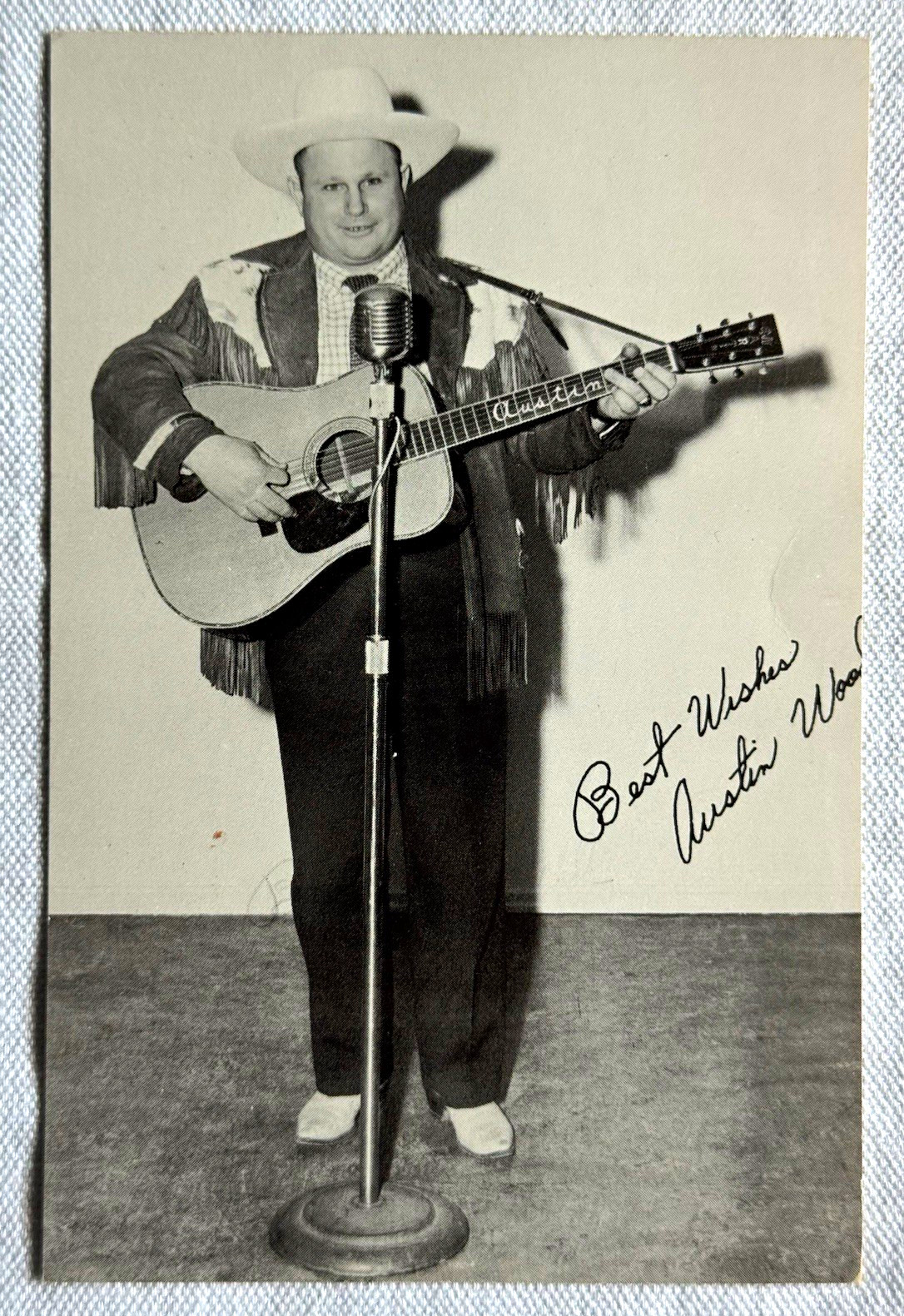 Austin Wood Signed RPPC Musician w/ Guitar Divided Back Unposted 5.5x3.5\