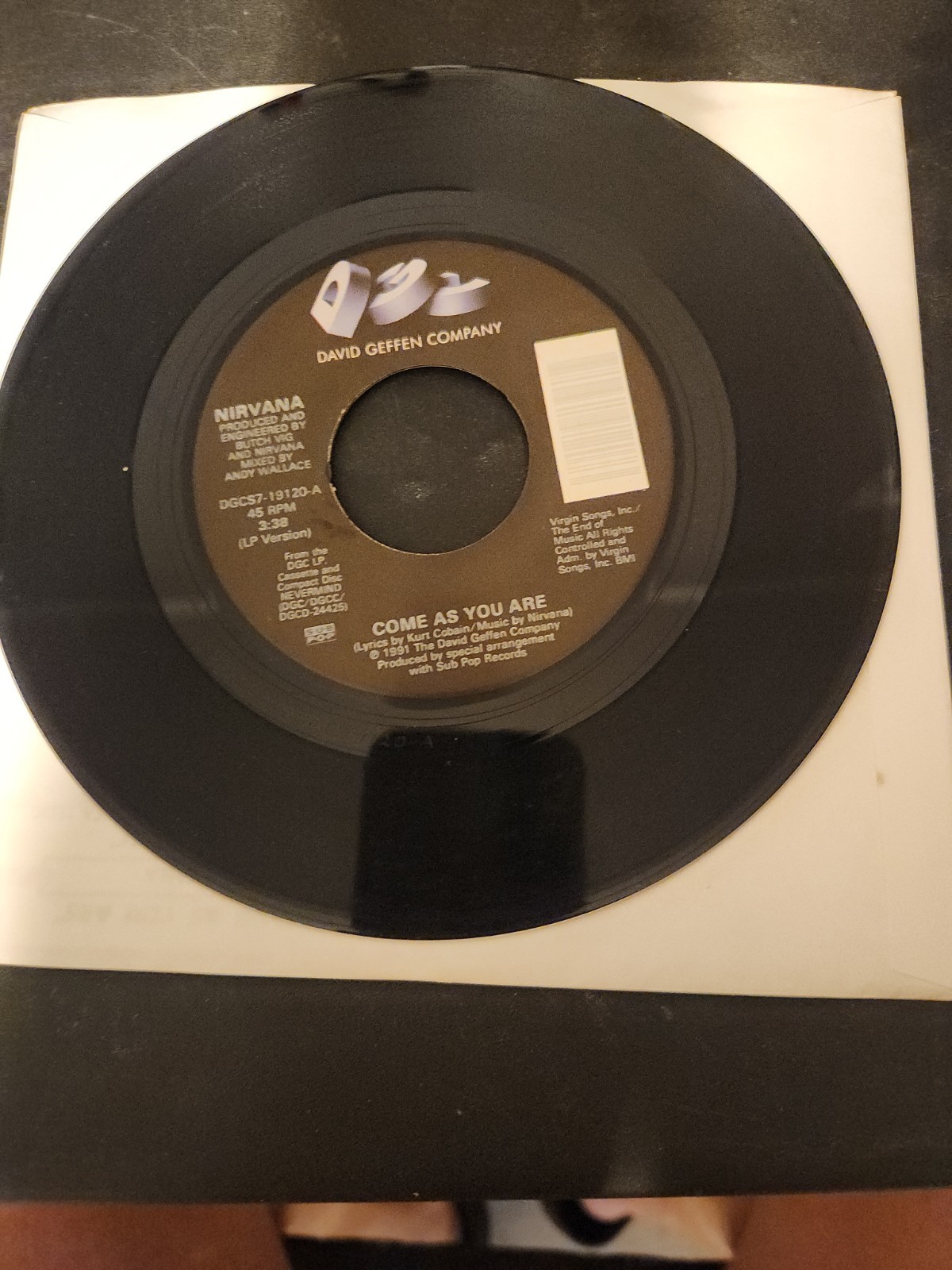 NIRVANA Come As You Are / Drain You 45 Geffen  A Is Lp Version, B Is Og Live 